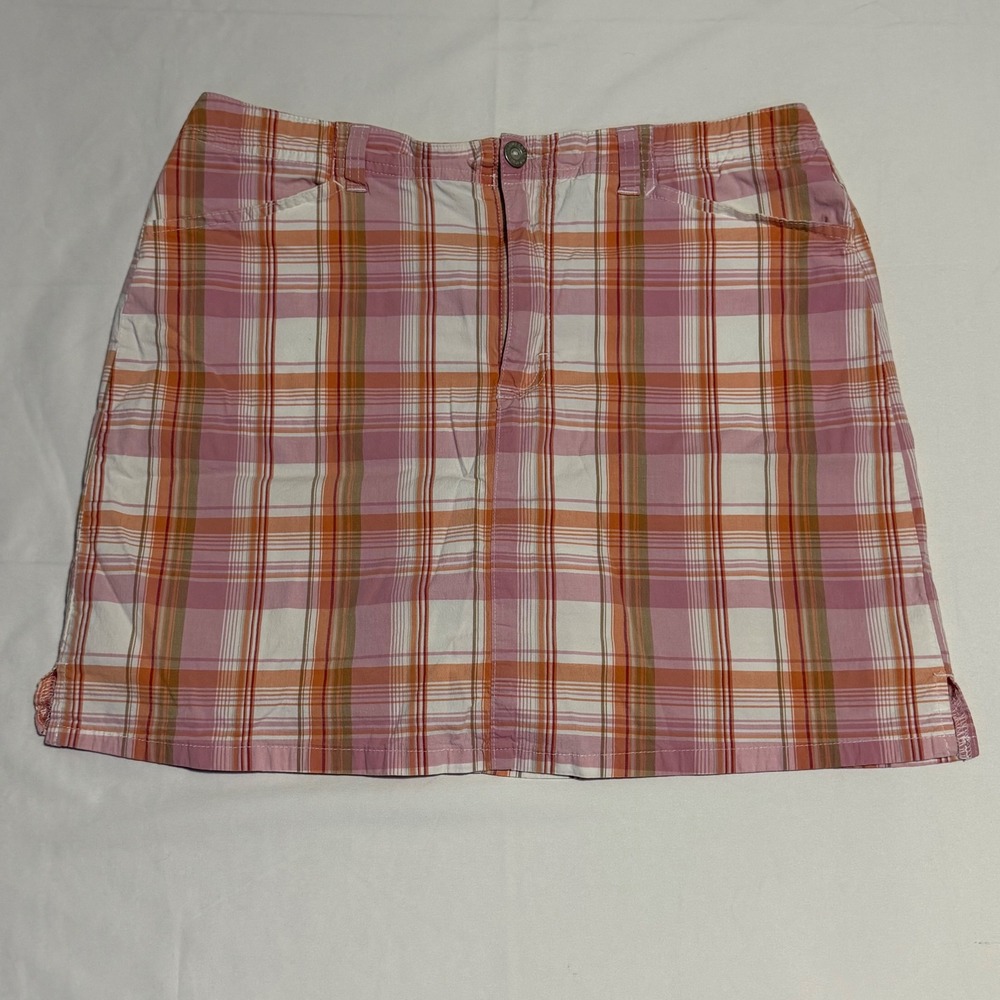 Gloria Vanderbilt Womens Pink Plaid Skort Size 12 Cotton Blend Casual Mini Skirt